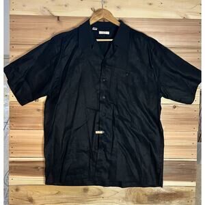 Cutter & Buck Mens L Black Short Sleeve Button Front Shirt Casual Camp